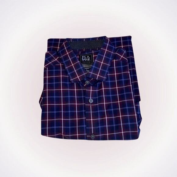 Jos. A. Bank Maroon Plaid Button-Down Shirt | Sz L - Picture 1 of 5